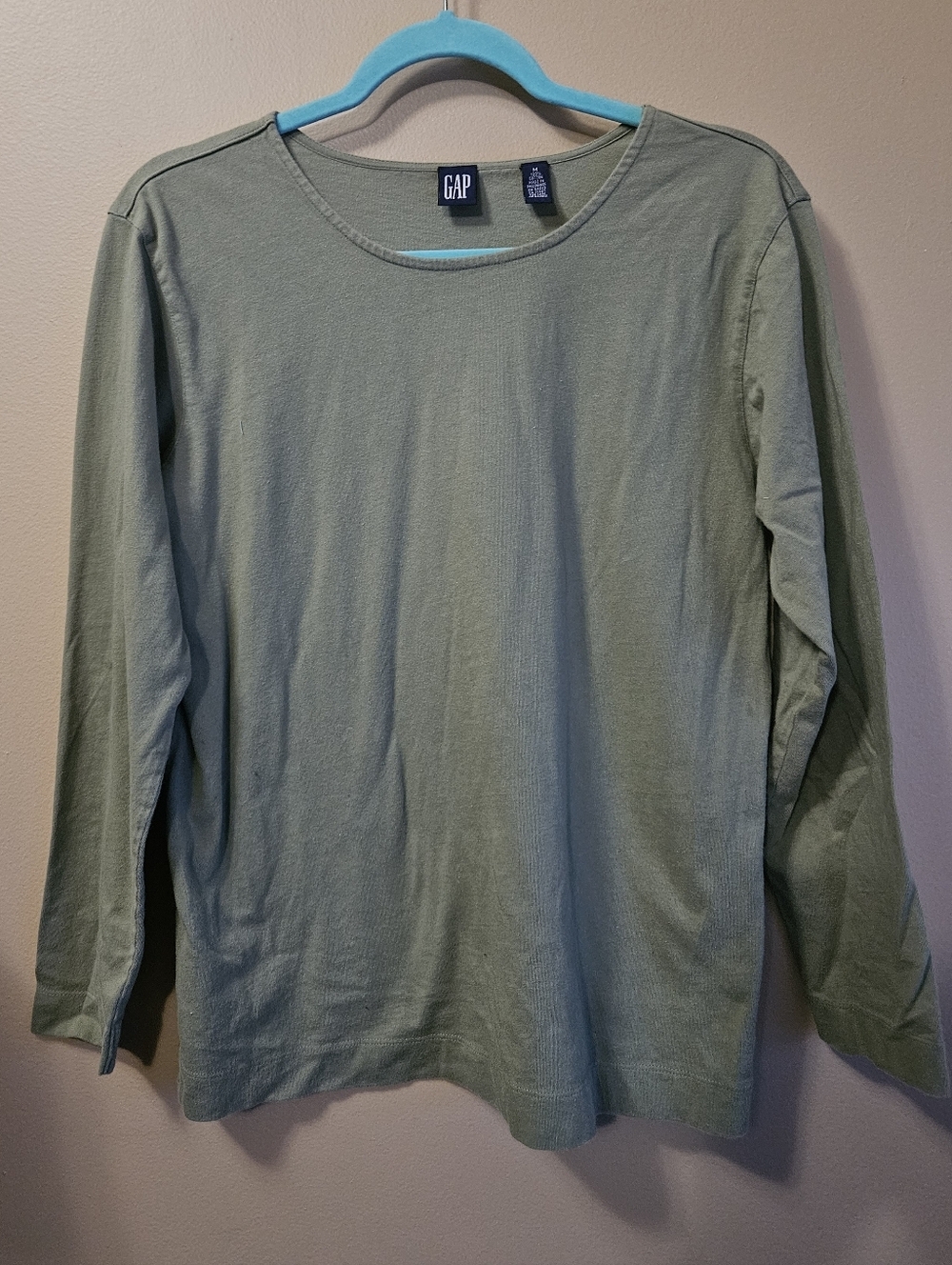 GAP Women's Size M 100% Cotton Green Longsleeve Top